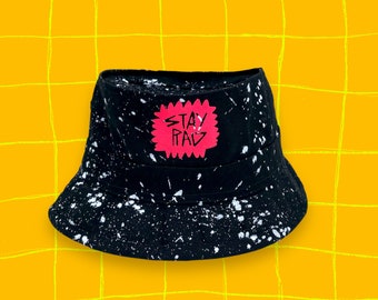 Rad black bucket hat with ink splats