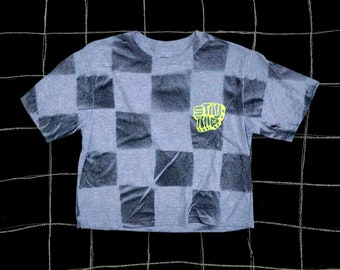 Checker spray paint crop top