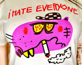 I hate everyone t-shirt. hater t-shirt. funny graphic tee. rat t-shirt. funny animal tee.