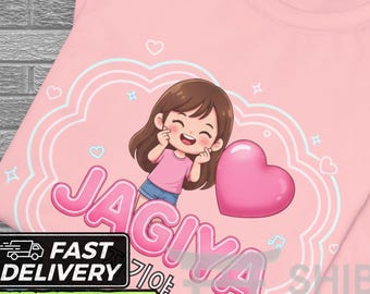 Camiseta Kawaii Jagiya, linda camiseta coreana con corazón y dedos de chica Chibi, regalo para fans del K-Pop, camiseta a juego para pareja Jagiya y Oppa, camiseta de moda coreana.