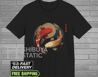 Camiseta con pez koi Yin Yang, arte zen japonés, tatuaje vintage, ropa de calle japonesa, espiritual, amantes de Japón, koi