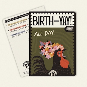 PresentCard™ | All Day - Cartão de aniversário divertido, Cartão de comemoração do galo caprichoso, Saudação de feliz aniversário para amigos e familiares, Galinha louca