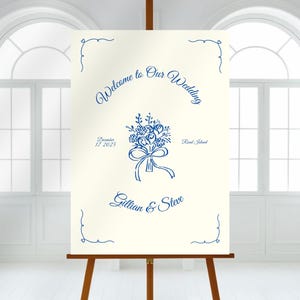 Handgezeichnetes Willkommen zu unserem Hochzeitsschild, Bunte Hochzeit Willkommensschild Vorlage, wunderliche Hochzeit, Willkommensschild Eingang, elegante Hochzeit