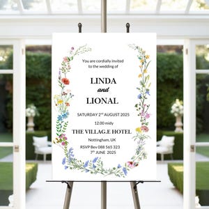 Editable wildflower welcome sign, flower wedding sign, editable template, wedding welcome sign, garden flowers, wedding template, floral