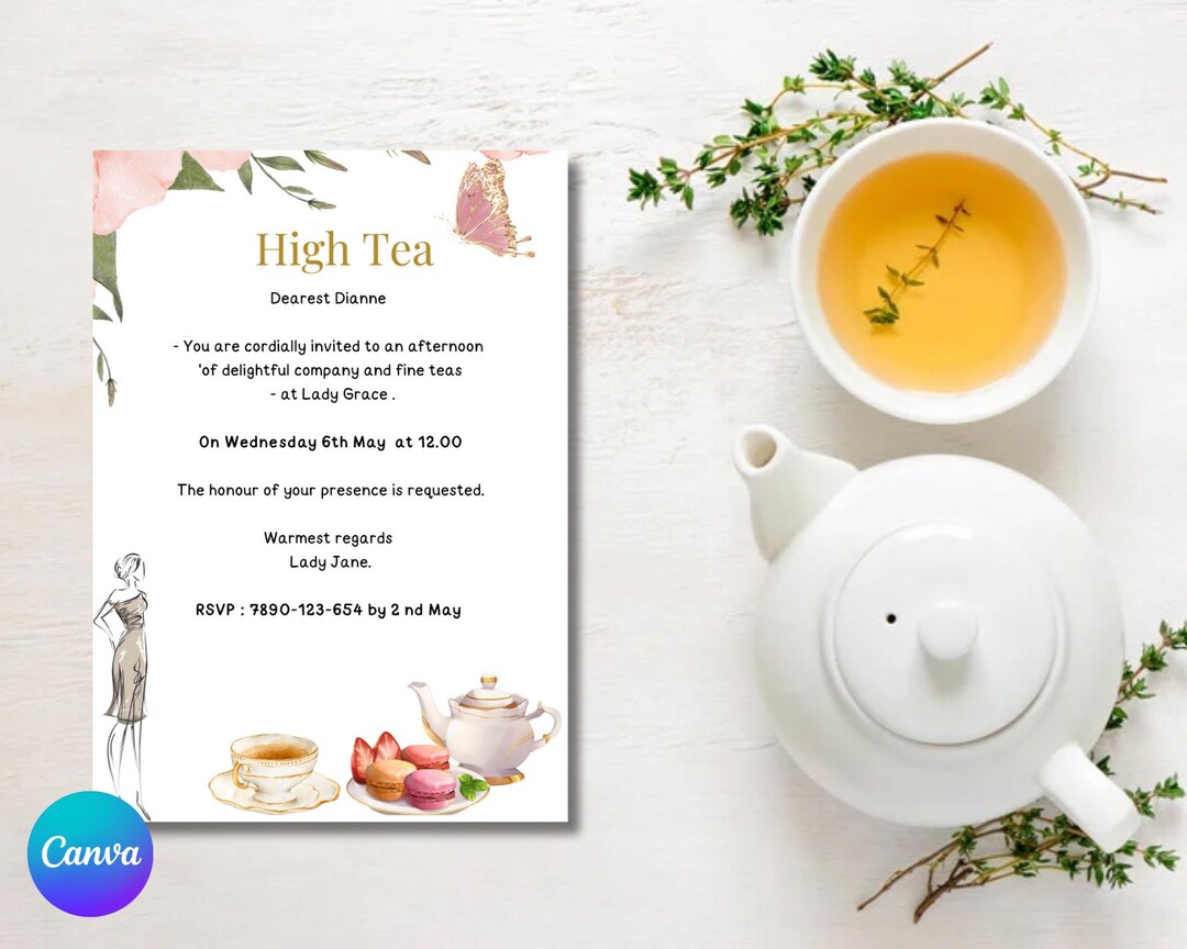 Editable Tea Party Birthday Invitation, High Tea Floral, Invite ...