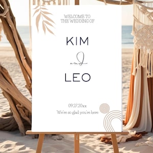 wedding welcome sign, template welcome poster, printable wedding welcome, beach wedding, boho wedding sign, minimalist welcome sign, boho