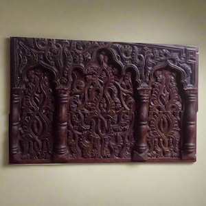 Antique Moroccan Carved Wood Wall Panel for Sale -Handcrafted Islamic Art - Vintage Arabic Wall Decor - Traditional Wood Carving - Boho gift