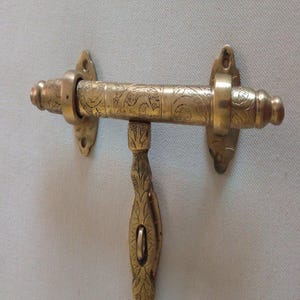 Antique Hand Carved Moroccan Brass Latch - Islamic Door Hardware