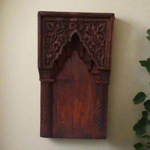 Rare Moroccan Carved Wood Wall Hanging – 18th Century Muqarnas Design, Islamic Geometric Art, Moorish Home Decor, Vintage Wall Art