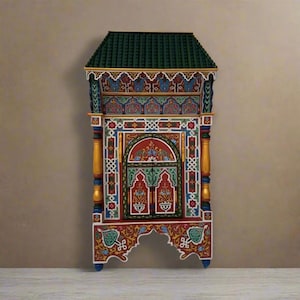 Vintage Hand-Painted Moorish Mirror Frame: Large Boho Wall Sculpture