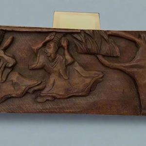 Hand Carved Cedar Wood Asian Wall Panel: Oriental Zen Decor