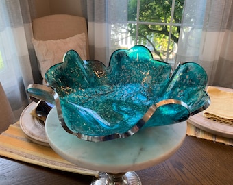 Resin Cyan Ocean Decorative Bowl