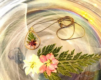 Purple  Flower Teardrop Pendant