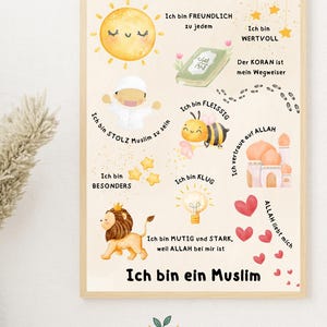 Cartel de afirmación islámica | Carteles infantiles | Motivación y fortaleza de la fe | Decoración de pared para la habitación infantil | A4
