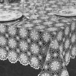 Mantel de verano con copos de nieve - Patrón de crochet vintage - Descarga digital instantánea - Hilo de algodón