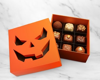 Pumpkin Box Papercraft Template pdf svg dxf | 3D Halloween Gift Box | Printable Paper Model