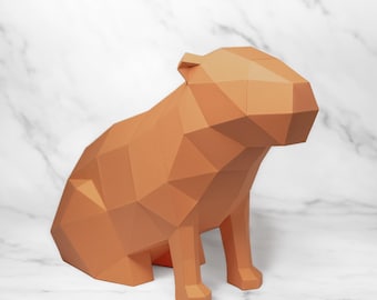 Capybara Papercraft Template PDF SVG DXF | 3D Low-Poly Animal | Printable Home Decoration