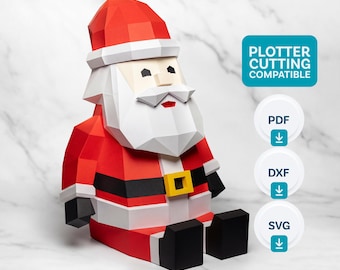 Santa Claus 3D Papercraft Pattern | Low Poly Christmas Decoration | Printable Digital Download