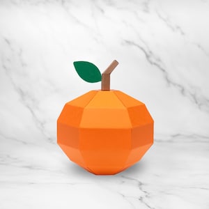 Orange Papercraft Template PDF SVG DXF | 3D Low-Poly Fruit Model | Printable Party Decoration