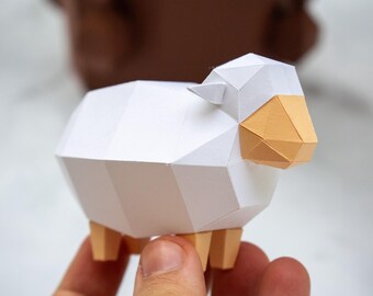 Miniature Sheep Papercraft Template | Low-Poly Farm Animal Model | Printable 3D Paper Sculpture