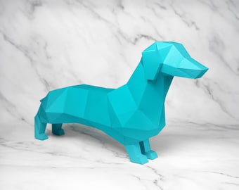Dachshund Papercraft Template PDF SVG DXF | 3D Sausage Dog Model | Printable Dog Sculpture