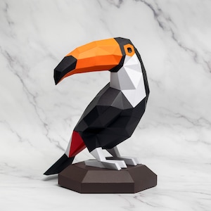 Toucan Papercraft Template PDF SVG DXF | 3D Bird Sculpture | Low-Poly Bird Decoration