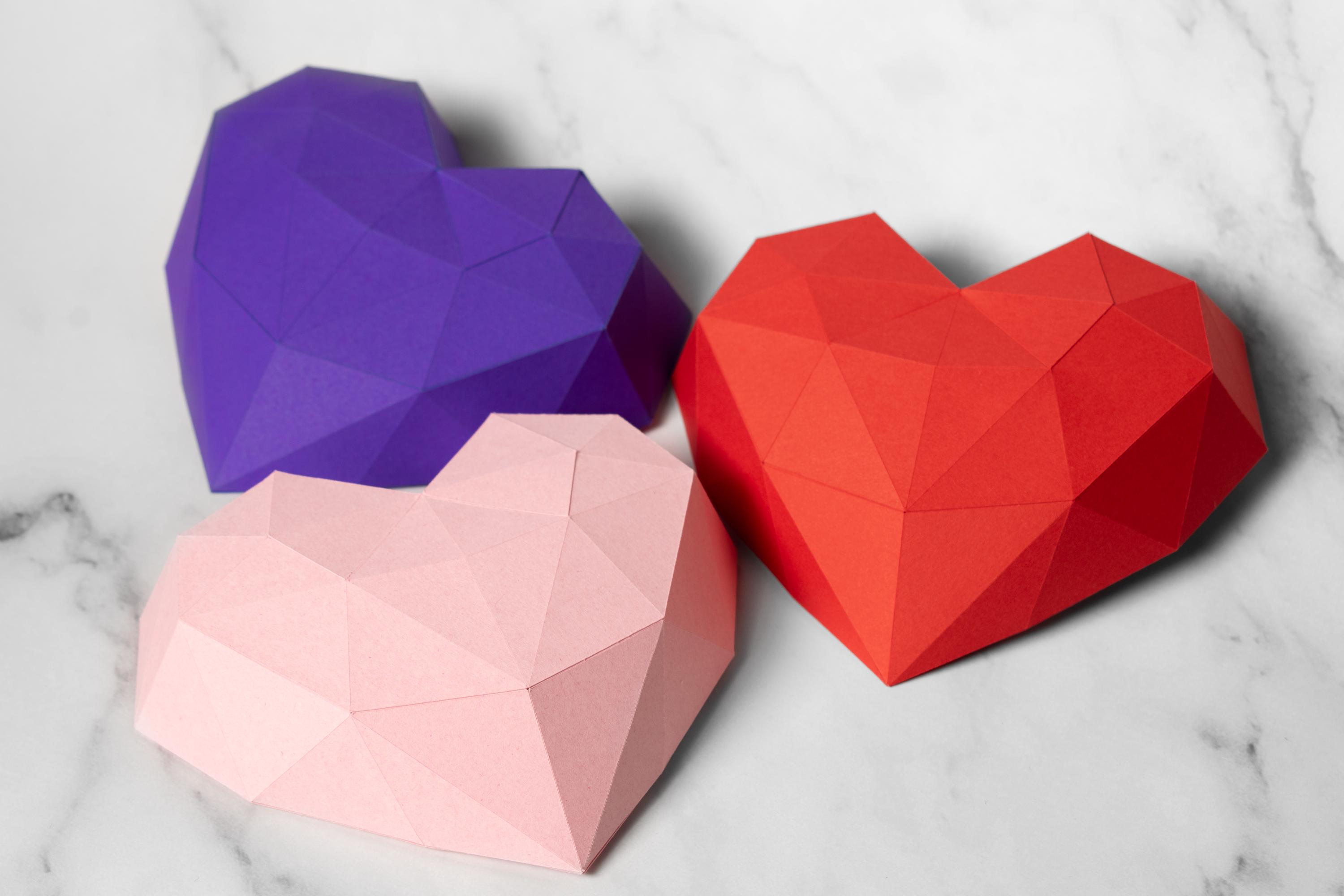 Heart Papercraft Template PDF | Low Poly Heart Model | Printable 3D ...