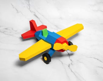 Airplane Papercraft Template PDF SVG DXF | Low-Poly Toy Airplane Model | Printable 3D Paper Airplane Sculpture