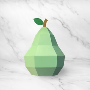 Modello di carta per pere in PDF SVG DXF / Modello di frutta 3D a basso numero di poligoni / Decorazione per feste stampabile