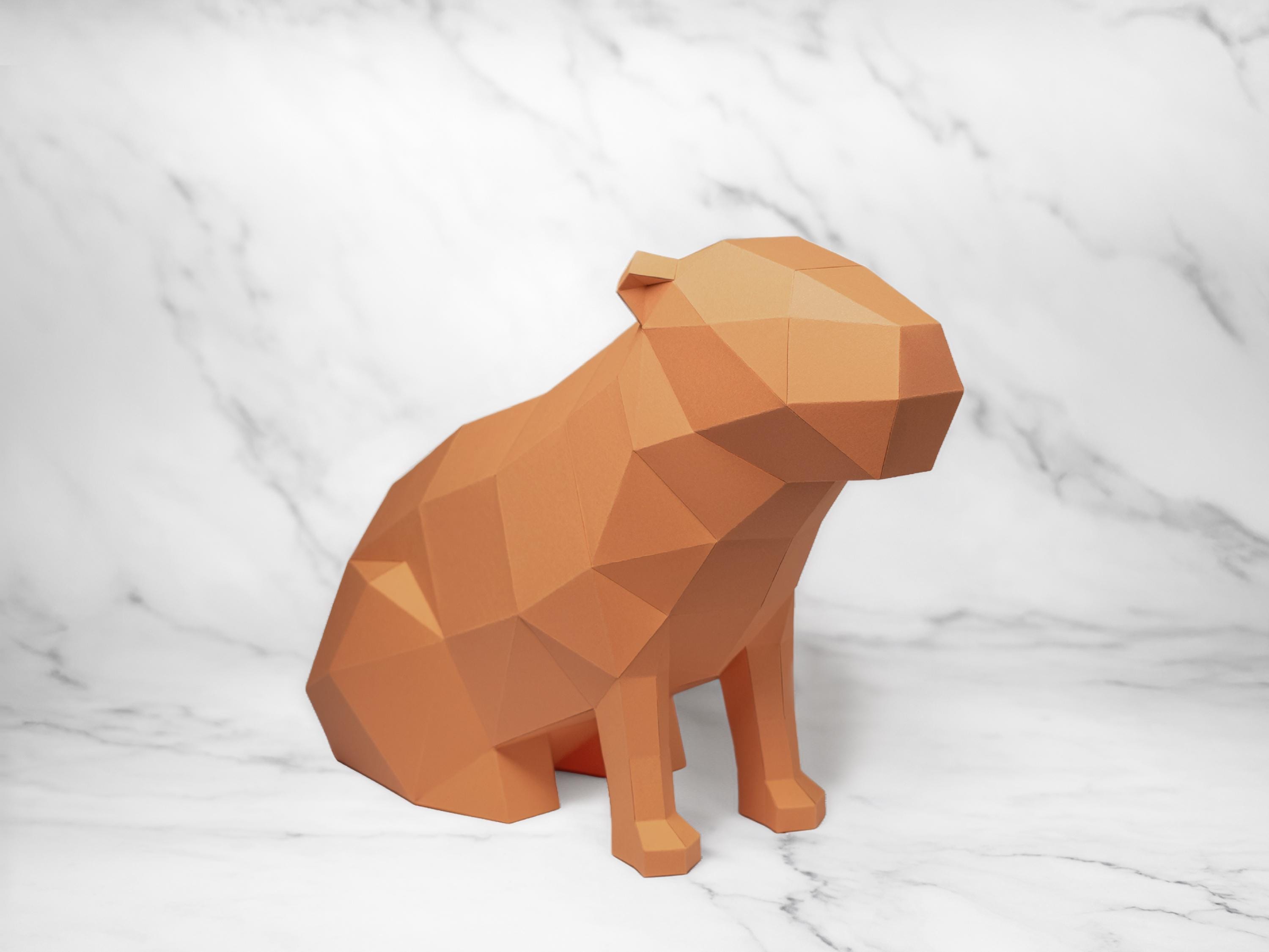 Capybara Papercraft Template PDF SVG DXF 3D Lowpoly Animal