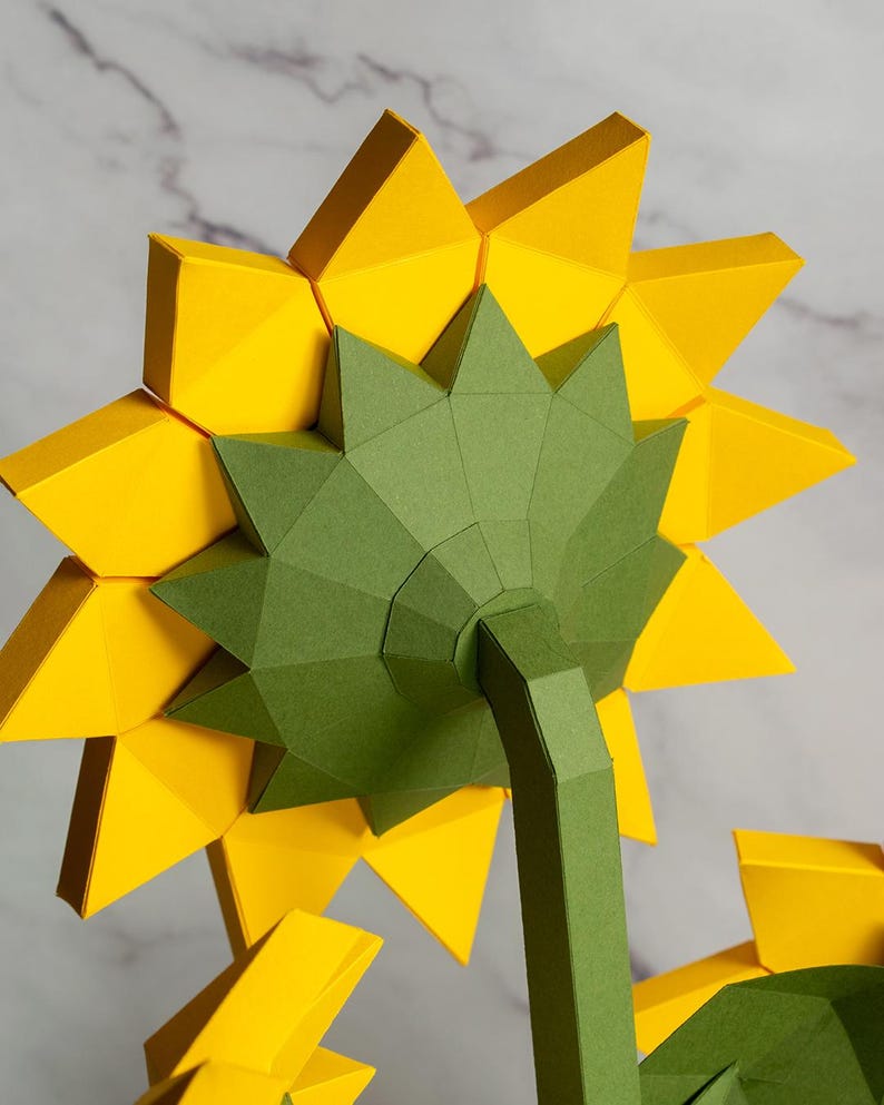 Sunflower Vase Papercraft Template PDF SVG DXF | Low-poly Flower Vase ...