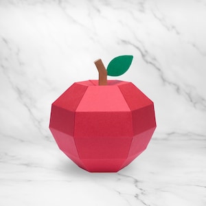 Apple Papercraft Template PDF SVG DXF | 3D Low-Poly Fruit Model | Printable Apple Sculpture