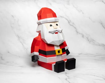 Santa Claus 3D Papercraft Pattern | Low Poly Christmas Decoration | Printable Digital Download