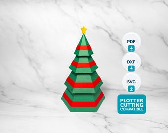 Christmas Tree Papercraft Template PDF SVG DXF | diy 3D Holiday Craft | Fast Printable Decor