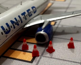 24x Premium Airport Staukegel Flugzeug GSE 1:400 Diorama (Rot/Weiß)