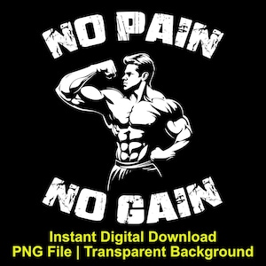 No Pain No Gain Gym PNG – Fitness T-shirt Design for POD