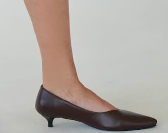 Handmade Leather pointed kitten heels