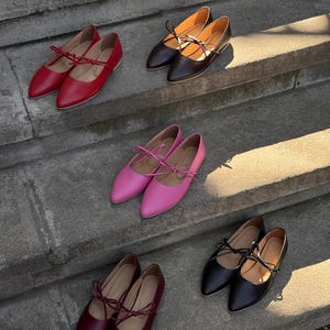 Handmade Leather Ballerina Shoes, Pointed Flats