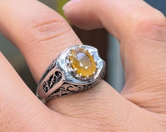 Real Ceylon Yellow Sapphire Handmade 925 Sterling Silver Ring, Sapphire Ring, Beautiful Pukhraj Ring, Birthday Gift