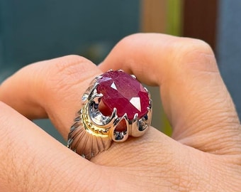 Real Red Afghan Ruby Handmade 925 Sterling Silver Ring Natural Ruby Ring, Beautiful Real Ruby Ring