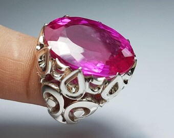 Big Rare Pink Topaz Ring Handmade 925 Sterling Silver Topaz Ring, Mens Pink Topaz Ring, High Quality Topaz Ring, Gift for him