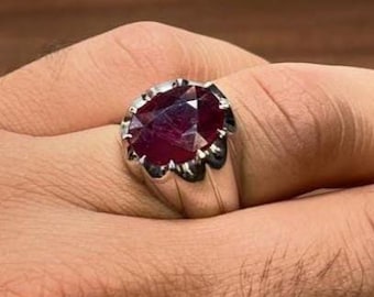 High Quality Red Ruby Handmade 925 Sterling Silver Ring Natural Burmese Ruby Ring, Beautiful Real Burma Ruby Ring