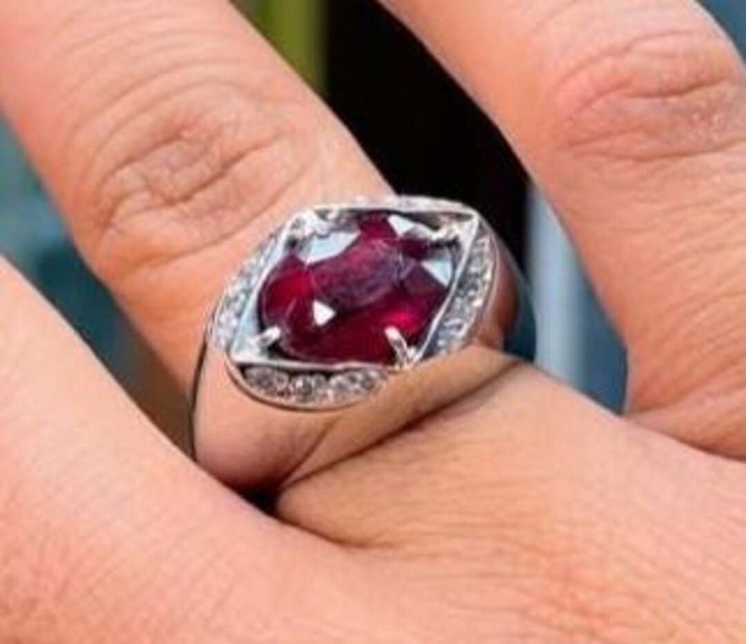 Real Deep Red Ruby Handmade 925 Sterling Silver Ring High Quality ...