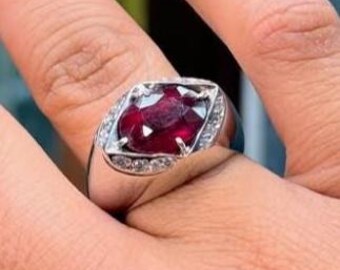 Real Deep Red Ruby Handmade 925 Sterling Silver Ring High Quality Pigeon Blood Color Ruby Ring, Beautiful Natural Ruby Ring, Gift for him