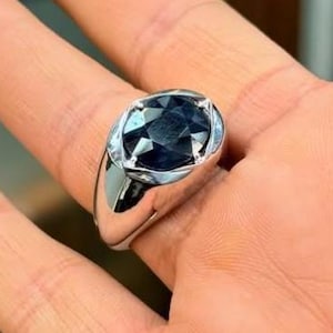 Natural Deep Blue Sapphire Handmade 925 Sterling Silver Ring, Mens Sapphire Ring, Beautiful Luxury Sapphire Ring, Gift for him
