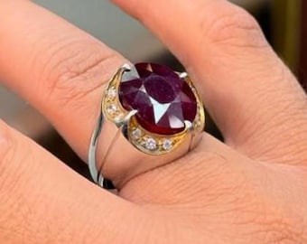 10 Carat High Quality Red Ruby Handmade 925 Sterling Silver Ring Natural Burmese Ruby Ring, Beautiful Real Burma Ruby Ring, Ruby Men Ring