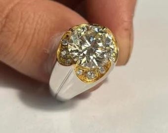 6 Carat Real Moissanite Diamond Handmade 925 Sterling Silver Ring, Mens Diamond Ring, High Quality Certified White Diamond Ring