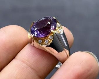 Real Purple Amethyst Handmade 925 Sterling Silver Ring, High Quality Amethyst Ring, Beautiful February Birthstone Amethyst Ring