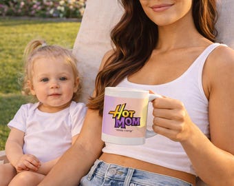 Tazza Hot Mom - Tazza da caffè alla moda, regalo perfetto per le mamme - Tazza divertente per la mamma - Tazza estetica con sfumatura rosa - Regalo per la festa della mamma - Vita da mamma alla moda