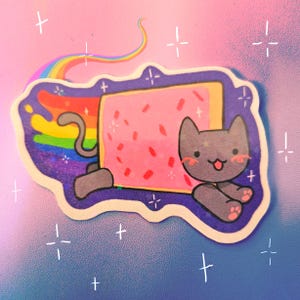 Sticker holographique chat nyan